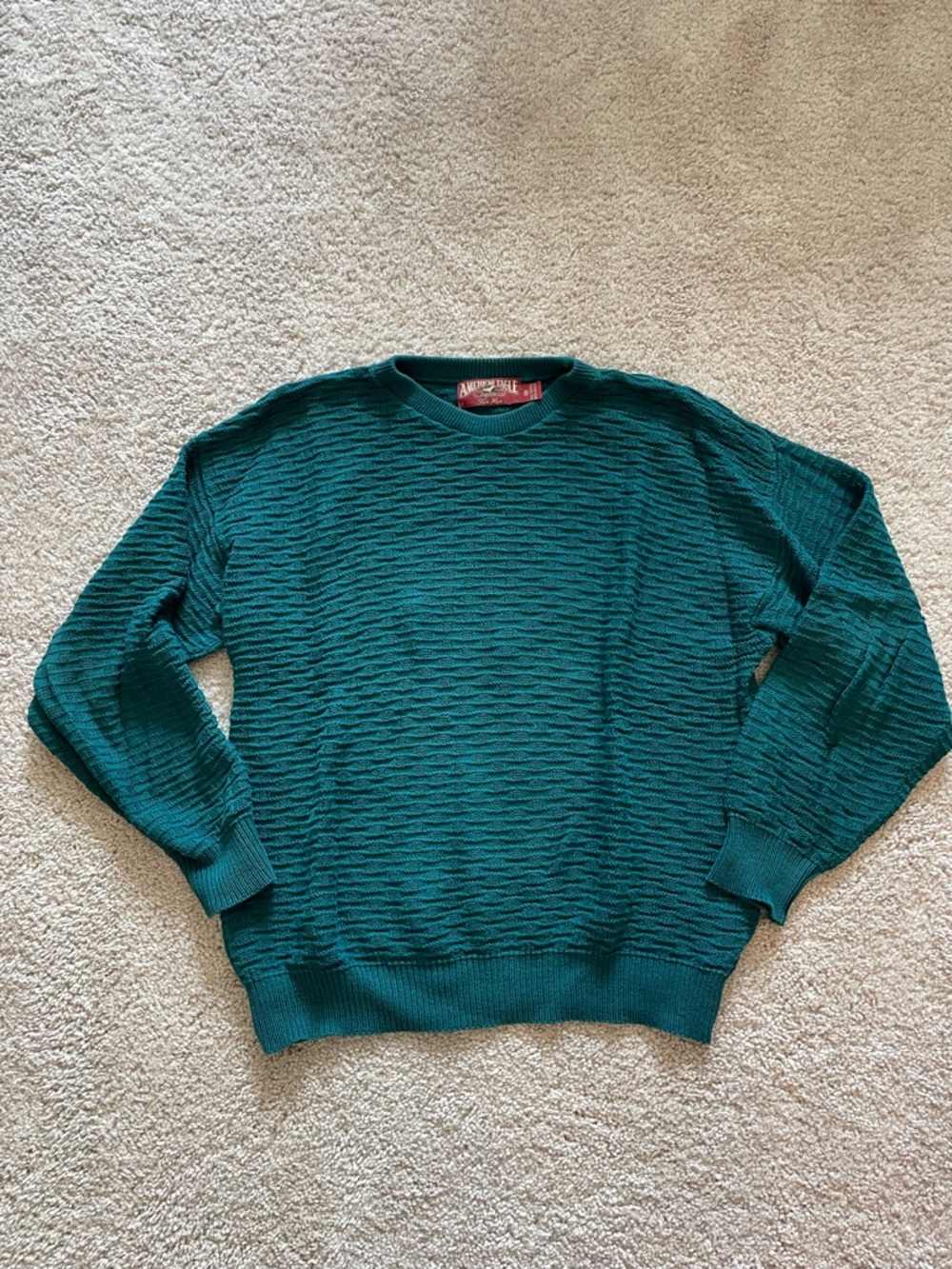 American Eagle Retro Crewneck Textured Sweater